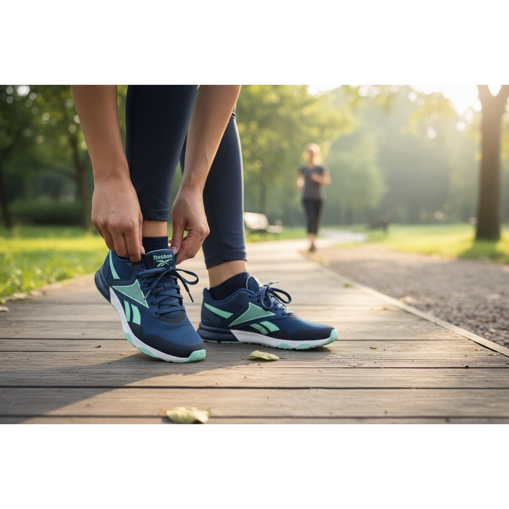 Reebok Womens Navy Mint Green‎ Running Shoes GY7721 Ortholite Sneakers Size 8.5